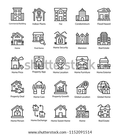Bundle of Real Estate Line Vector Icons