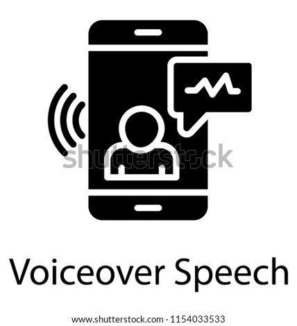 
Smartphone screen having video avatar with some signals to show voice-over speech icon
