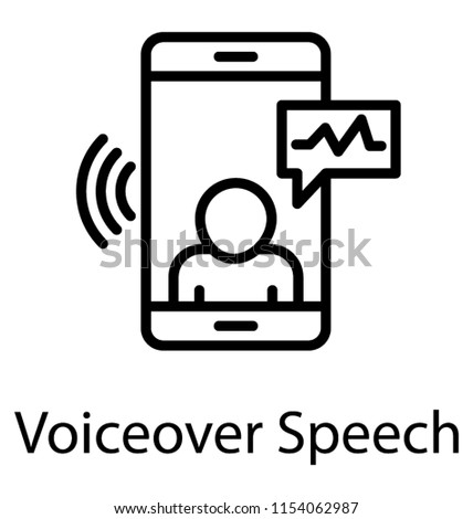 
Smartphone screen having video avatar with some signals to show voice-over speech icon
