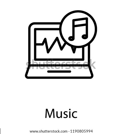 Laptop with music sign, music player