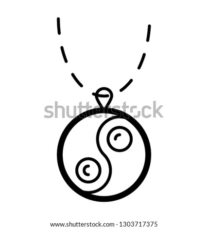 Line icon design of a chain pendant 