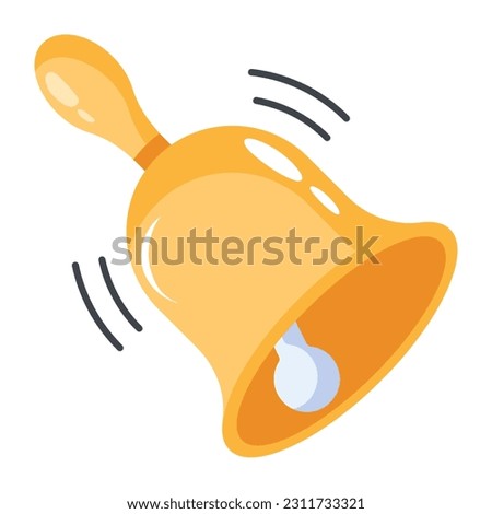 An editable flat icon of hand bell 