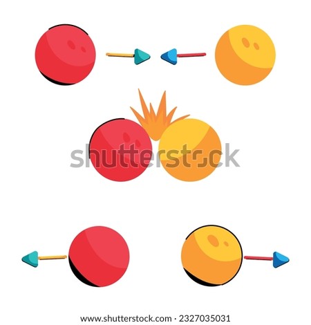 Flat icon of elastic collision 