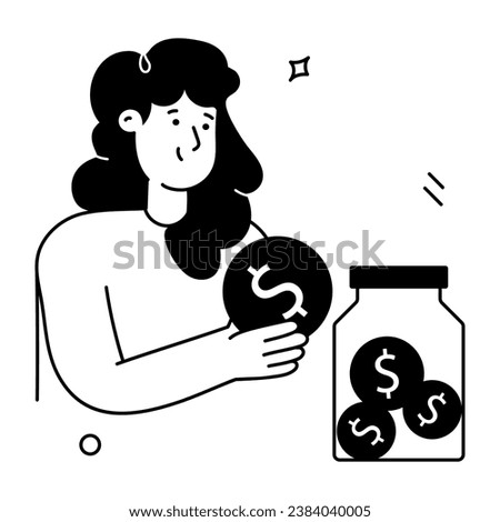 Download the editable glyph illustration of saving money