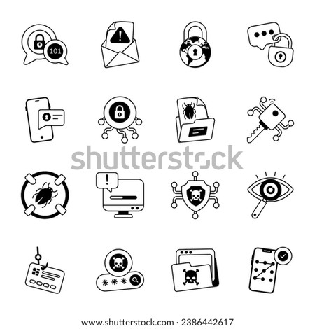 Pack of Cybersecurity Glyph Icons 

