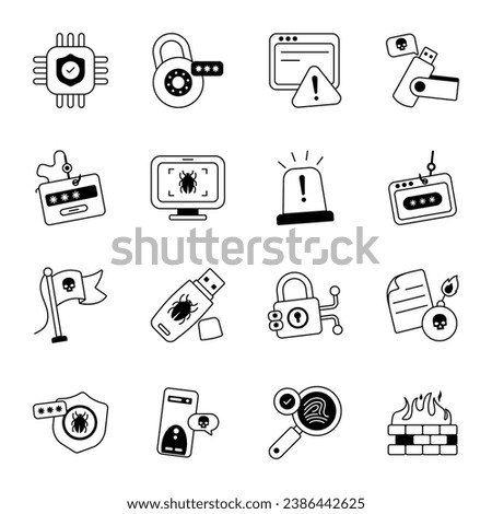 Set of Data Encryption Glyph Icons 

