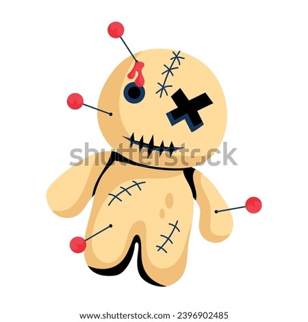 Editable flat icon of a voodoo doll 