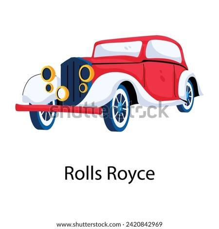 Modern flat icon of a rolls royce 