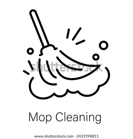 Easy to edit linear icon of mop cleaning 