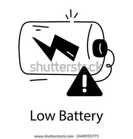 Ready to use linear icon of low battery alert 