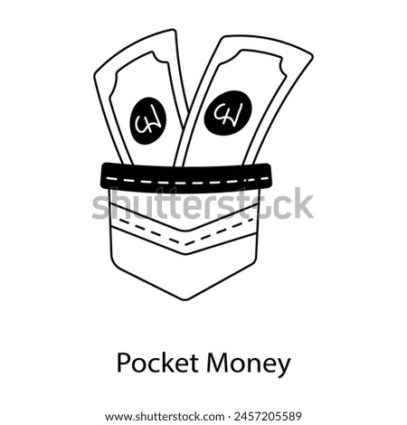 Get this line icon of pocket money 