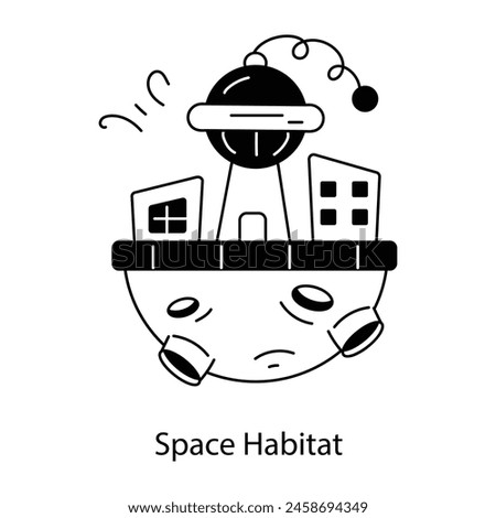 Download glyph icon of a space habitat 