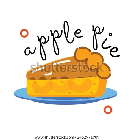 Check out flat sticker of apple pie slice 