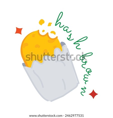 A flat style sticker of hash brown 