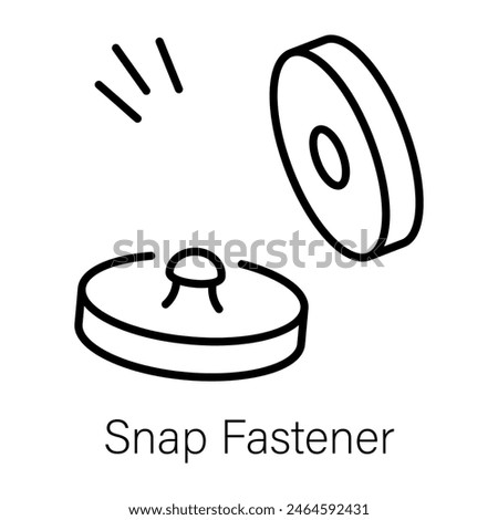 Ready to use outline icon of snap fastener 