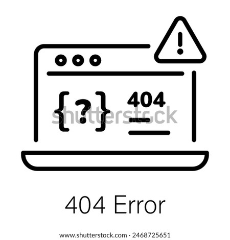 A scalable line icon of 404 error 