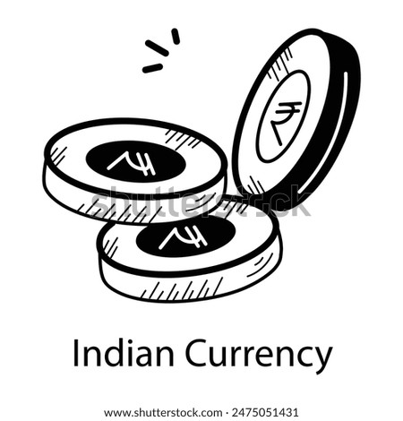 Get this doodle icon of indian currency 