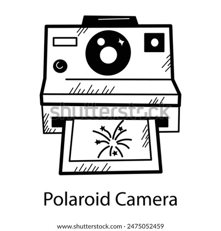 Premium hand drawn icon of polaroid camera 