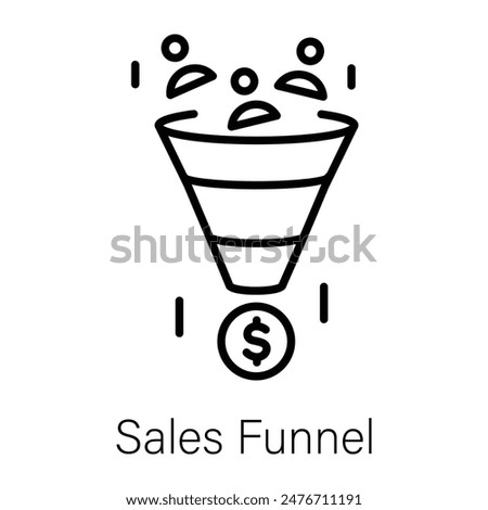 Ready to use linear icon of a sales funnel 