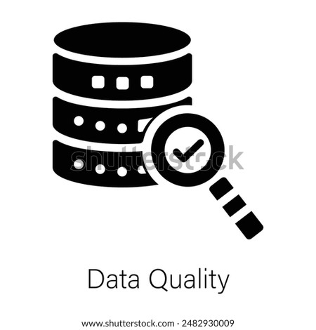 Easy to edit solid icon of data quality check 