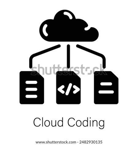 Download glyph style icon of cloud coding 