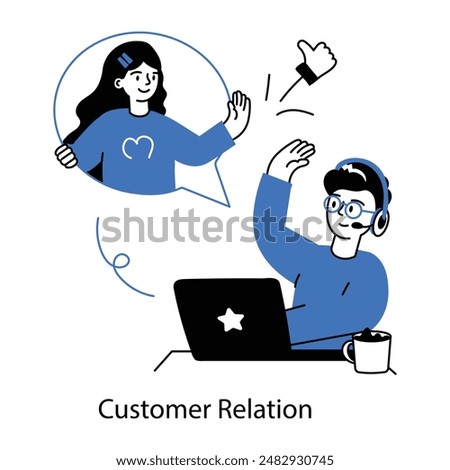 Trendy doodle mini illustration of customer relation 