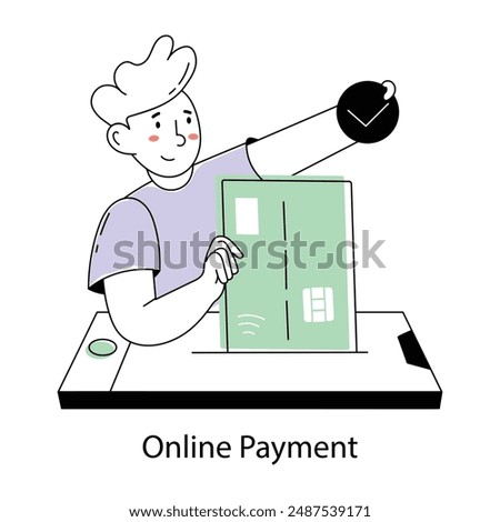 Latest doodle mini illustration of online payment 