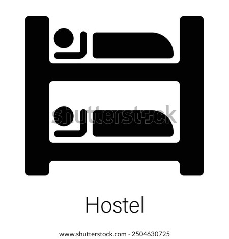 Hostel beds icon in glyph style 