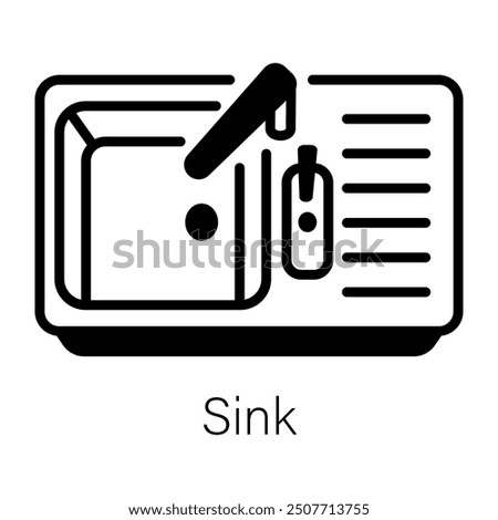 An outline icon of kitchen sink 