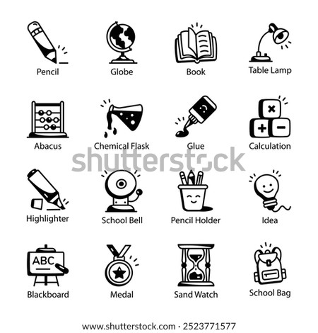 Latest Pack of School Doodle Icons 


