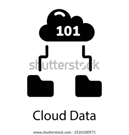 A filled style icon of cloud data 