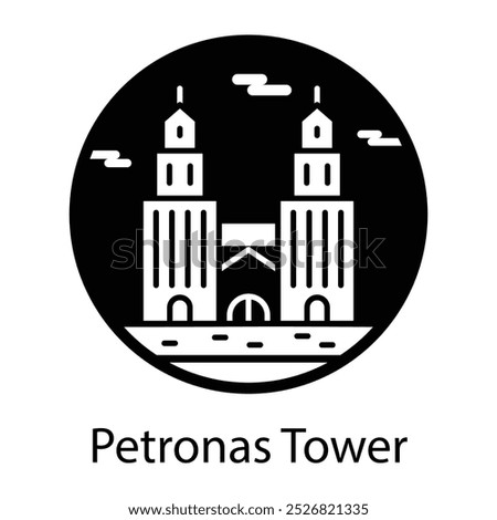 A filled style icon of petronas tower 