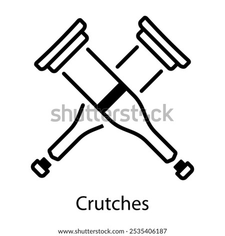 Crutches icon designed in line style 