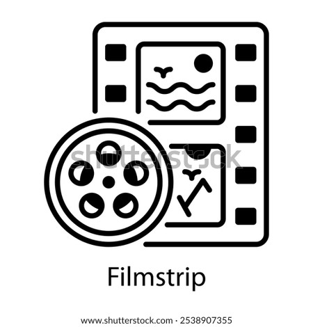 Filmstrip icon designed in line style  