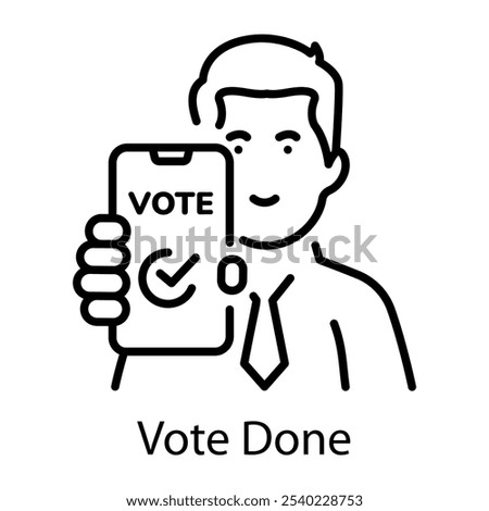 Vote done icon in linear style