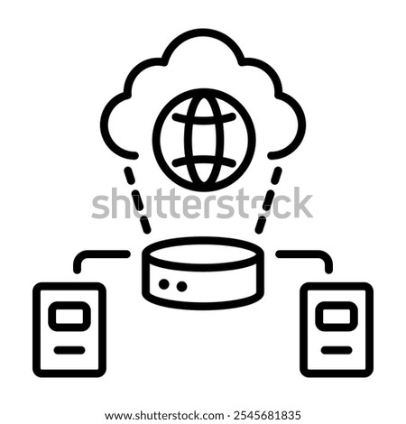 A linear icon of cloud network