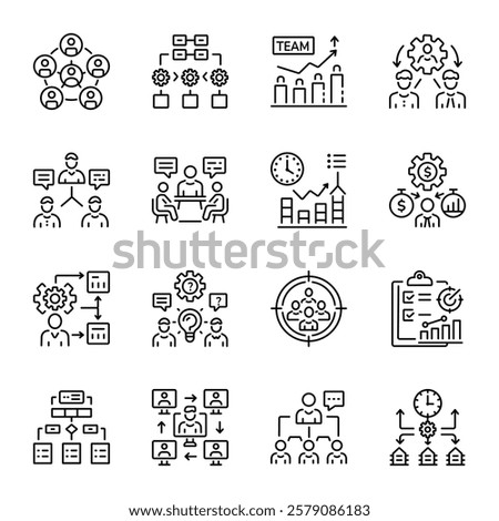 Collection of Linear Style Organization Icons 

