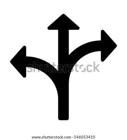 Bifurcation Road Vector Icon 