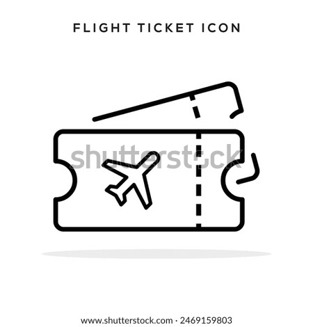 Plane ticket icon vector, Simple flat line art style