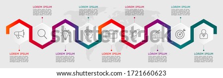 Business infographic Vector with 9 steps. Used for presentation,information,education,connection,marketing,
project,strategy,technology,learn,brainstorm,creative,growth,abstract,stairs,idea,text,work.