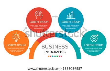 Business infographic Vector with 4 steps. Used for presentation,information,education,connection,marketing,
project,strategy,technology,learn,brainstorm,creative,growth,abstract,stairs,idea,text,work.