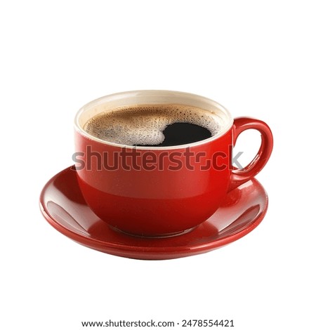 Similar – Image, Stock Photo White coffee cup on white coaster on wooden table. Coffee foam with latte Art.