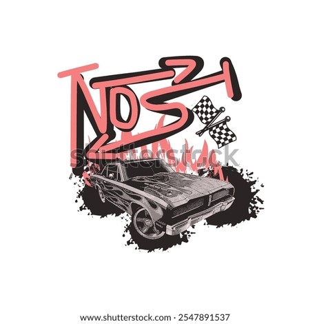 NOS slogan and car illustration for streetwear