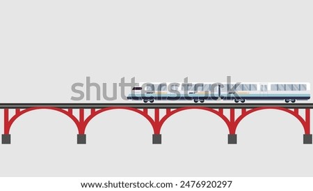 Fast train on a bridge isolated graphic transportation