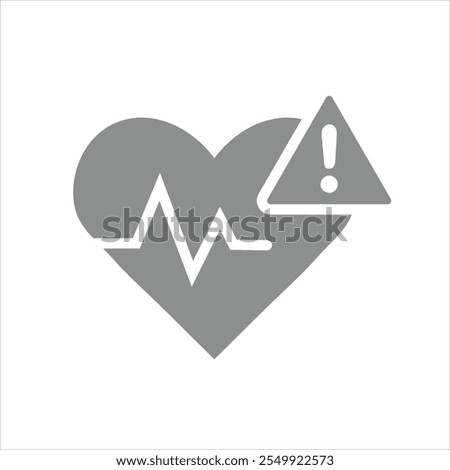 Heart Pulse Flat Warning signal icon  design isolated on white background