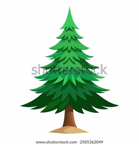 A colorful cartoon of a pine tree on a plain white background