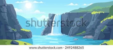 Similar – Image, Stock Photo Mountain lake against mountain backdrop