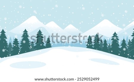 Similar – Image, Stock Photo winter forest in the snow / hunter tower near road in woods