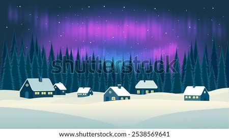 Similar – Image, Stock Photo Amazing scenery of Northern lights over snowy terrain in winter
