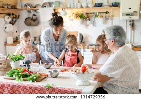 Similar – Image, Stock Photo Senior woman preparing mushrooms